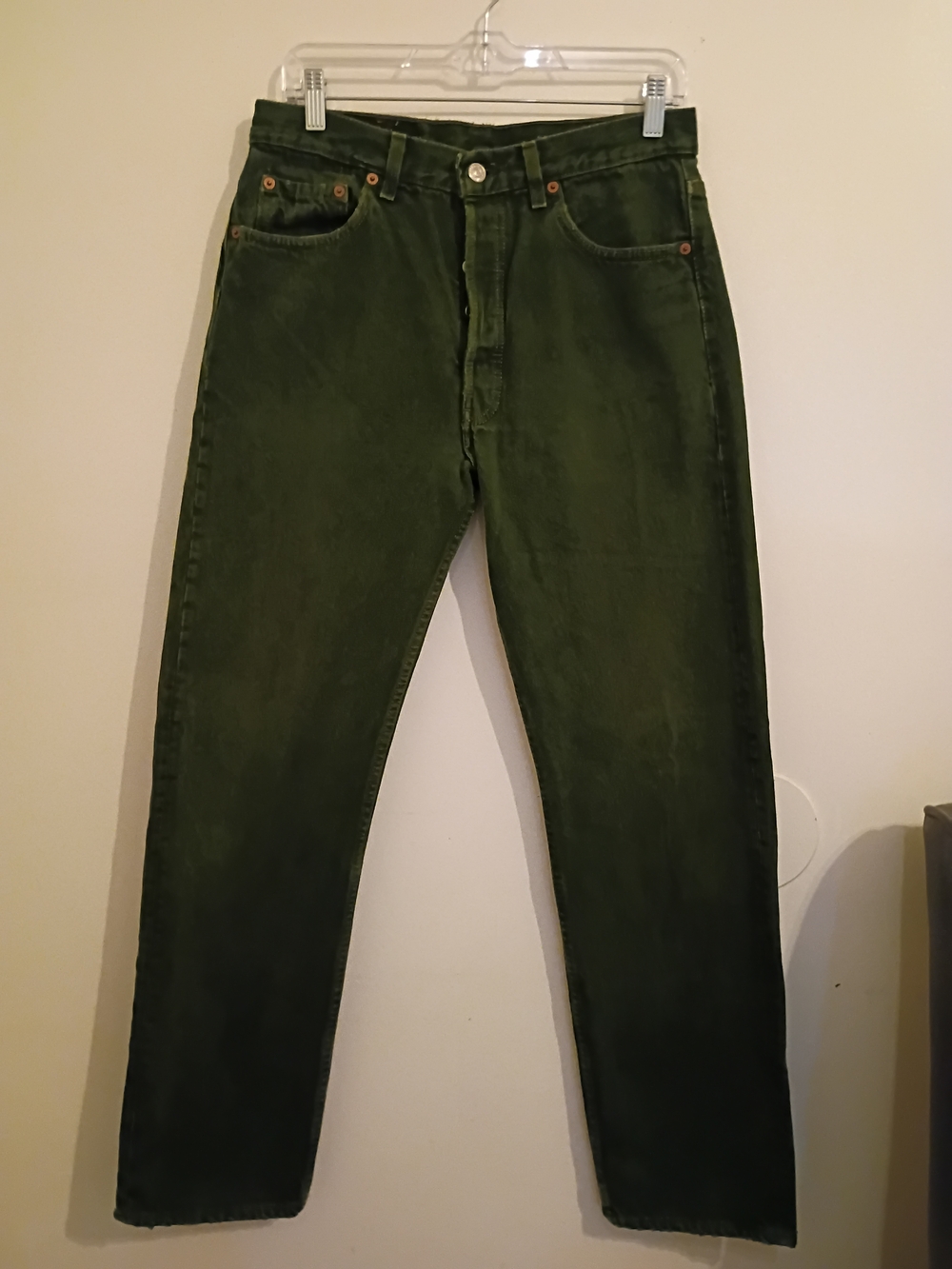 VTG Levi's Men's Green‎ Denim 501 80's Jeans 33/32 Measure 30/31